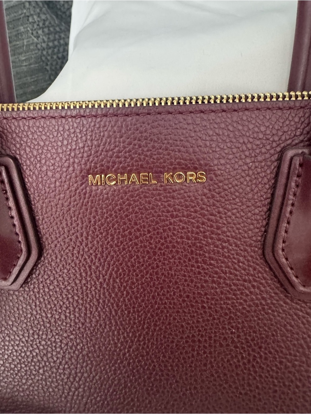 Michael Kors Burgundy Leather Satchel with Gold Hardware - Picture 5 of 5